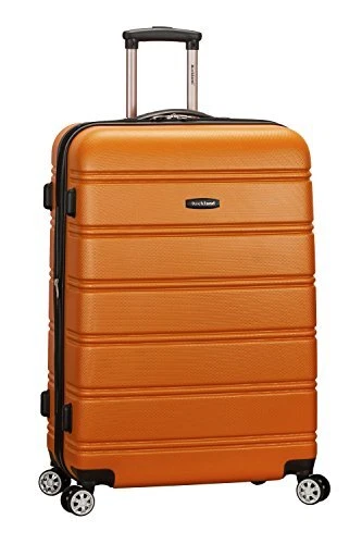 Rockland Melbourne Hardside Expandable Spinner Wheel Luggage Orange Checked-L...