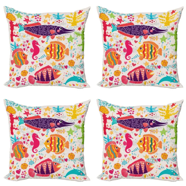 Cartoon Pillow cushion set of 4 Underwater Fish