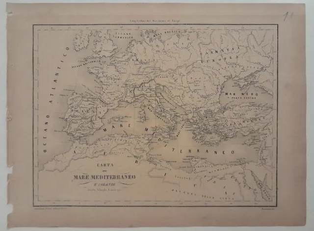 Carta del Mediterraneo e colonie greche e fenicie_Originale carta del Marmocchi