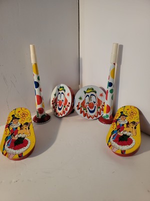 Lot of 6 Vintage New Years Eve Noisemakers Tin Litho US Metal Toy Mfg Co Works
