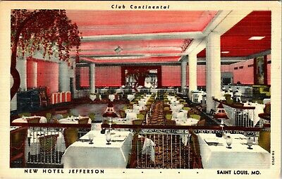 St Louis Missouri MO Hotel Jefferson Club Continental Linen Vintage Postcard