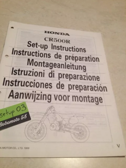 Honda CR500R CR500 R Cr 500 Instructions Setup Preparation Manual Set - Up