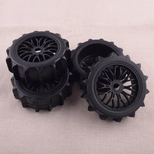 4Pcs RC 1:8 Scale Off Road Buggy Hex 17mm Wheel & Snow/Sand Master Paddles Tires