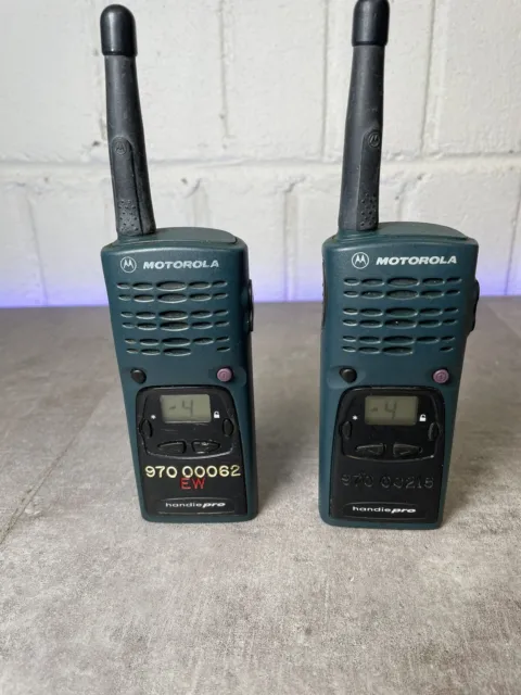 2 X MOTOROLA HANDIE PRO WALKIE TALKIES, No Chargers