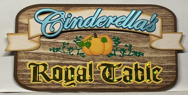 Tarjeta troquelada de álbum de recortes troquelada título de mesa real de Cenicienta de Disney World
