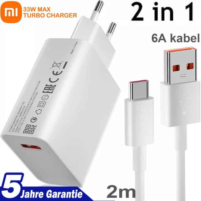 Xiaomi 33/67/120W Schnell Ladegerät Netzteil 6A USB-C Kabel Redmi Note10/11/12