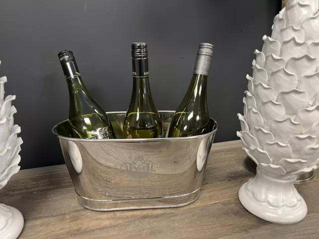 Wine Cooler 3 Bottle Silver Napoleon Bollinger Champagne Ice Bath Bucket Cooler