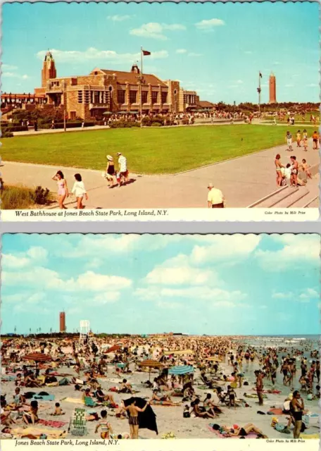 2~4X6 Postcards Long Island, NY New York JONES BEACH STATE PARK Bathhouse~Crowd