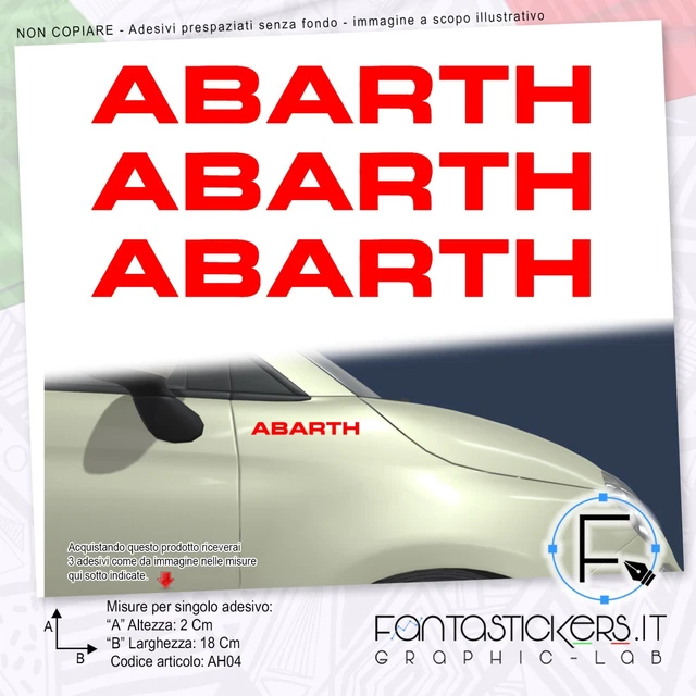 3x Adesivo Abarth Logo Dritto 500 595 695 Biposto - Auto Tuning Sticker AH04-2