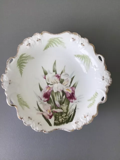 Rosenthal RC Bavaria Pensee Iris Serving Bowl Hand Painted Ruffled Rim