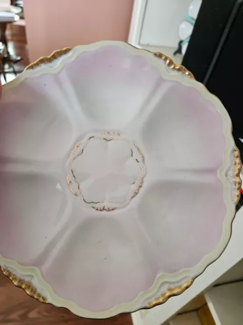 Antique Weimar Porcelain Pink and Gold Oyster Plate Germany Rare