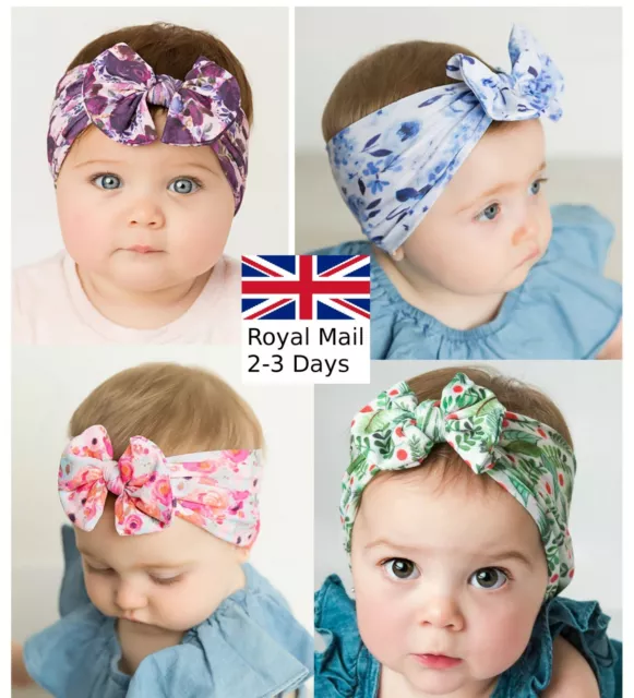 Baby Girls Bow Floral Turban Headband Hair band Head Wrap Cute Kids Stretchy