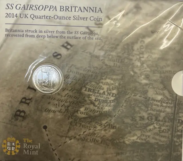 2014 Quarter Oz Ss Gairsoppa Britannia Fine Silver Coin - Uk Coin Pack