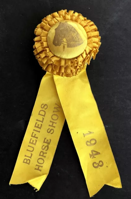 1943  Bluefields  Equestrian Horse Show Gold Award Ribbon