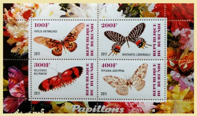 121.BURUNDI 2011 Tampon M/S Papillons. Neuf MNH