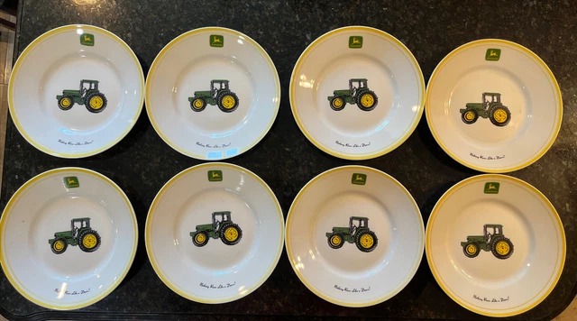 JOHN DEERE 9" Salad Plates/Bowls by Gibson Nothing Runs Like A Deere Lot Of 8