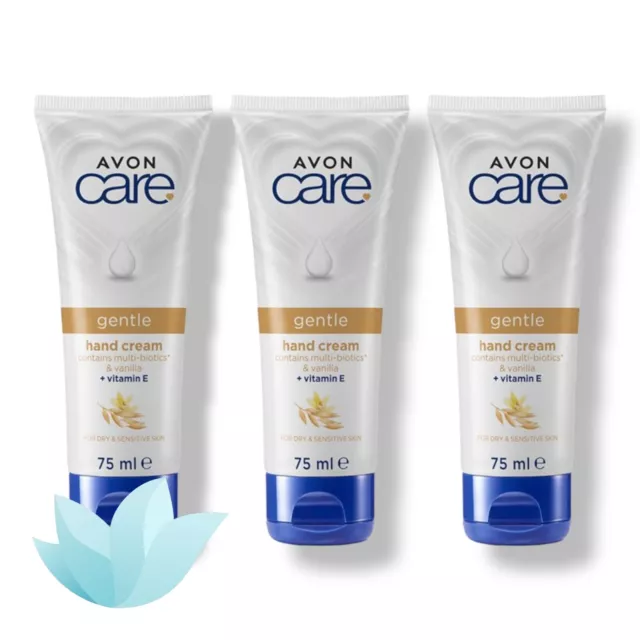 3x Avon Soin Doux Main Crème, 75ml Sec & Peau Sensible Avec Multibiotics