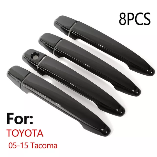 8PCS For TOYOTA 2005-2015 Tacoma Gloss Black Door Handle Covers Trims