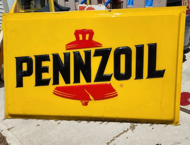 Vintage Pennzoil Embossed Plastic Original Advertising Sign 73” X 46”