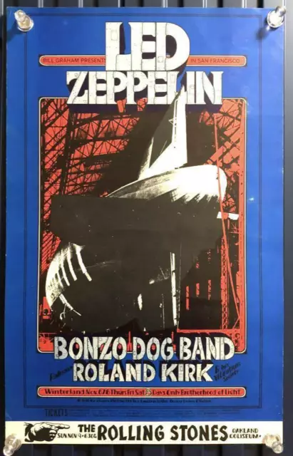 Led Zeppelin 1969 Winterland Original Poster San Francisco Bill Graham