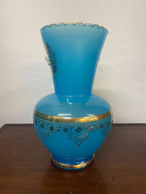Superbe vase en opaline bleu de Florence Murano Italie 1950 (D'occasion Superbe vase en opaline bleu de Florence Murano Italie 1950 (D'occasion