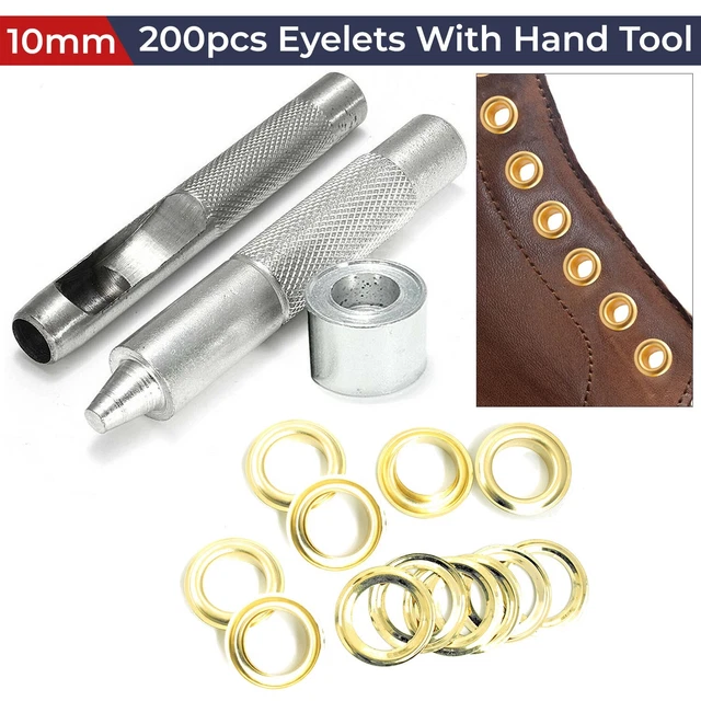 200pcs 10mm Oro Ojales Con 3 Ajuste Plantilla Herramienta para Cuero, Arte DIY