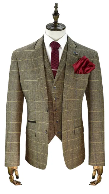 Cavani Albert Brown Tweed Three Piece Suit -Peaky Blinders Style British Classic