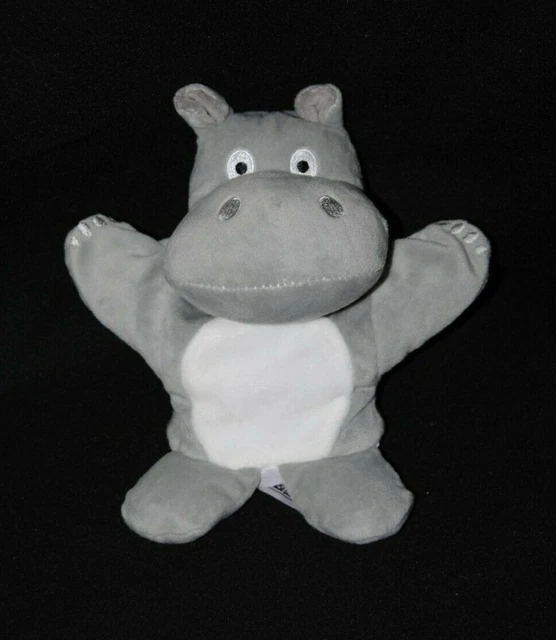 Peluche doudou marionnette hippopotame MAISONS DU MONDE blanc gris NEUF