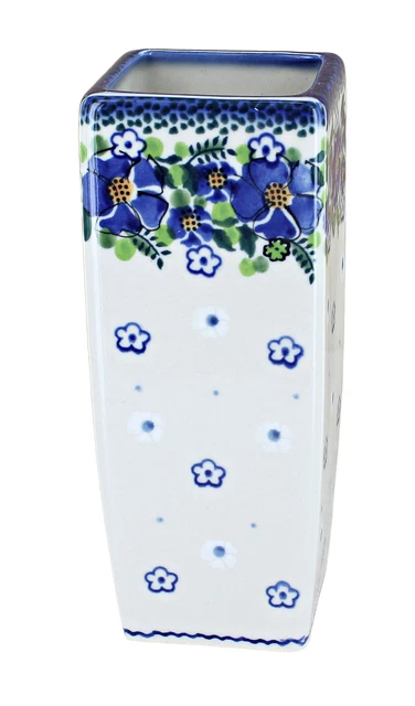 Blue Rose Polish Pottery Hannah Square Vase