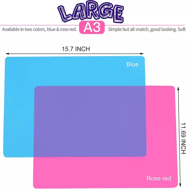 2 Pack Silicone Mat for Resin Epoxy Large Silicone Sheet for Craft Clay 2
