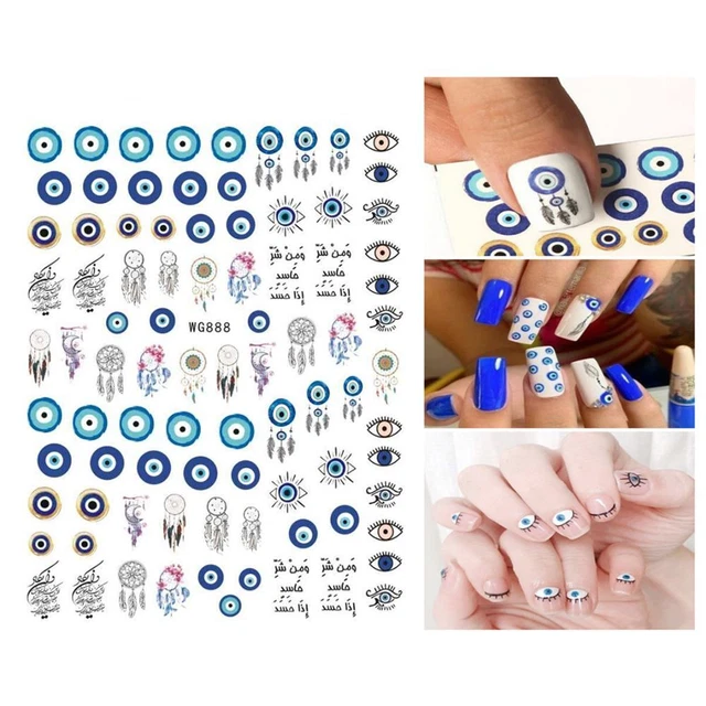 à ongles Motif de ligne abstraite Autocollants pour ongles Conception des yeux