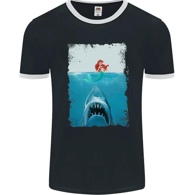 Funny Shark Parody Scuba Diving Fishing Mens Ringer T-Shirt FotL