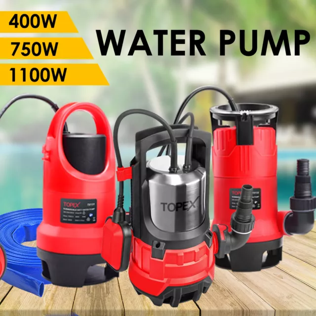 TOPEX Water Pump Submersible Sump Pump Water hose Swim Pool Flooding Pond Clean