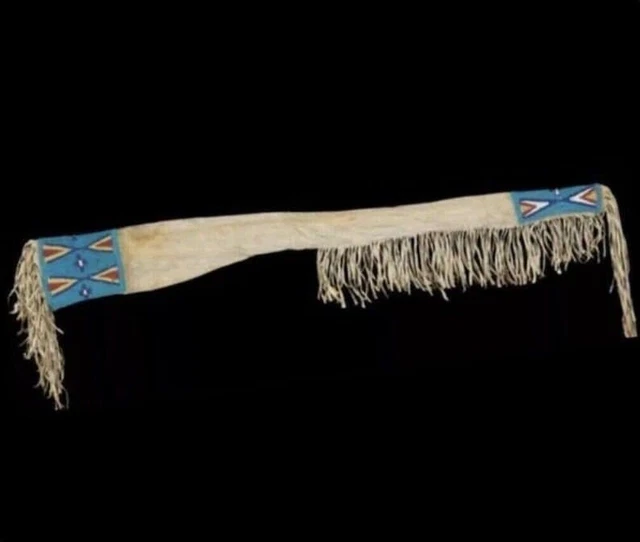 Native American Indian Beaded Rifle Scabbard Sioux Style Suede Leather Native American Indian Beaded Rifle Scabbard Sioux Style Suede Leather