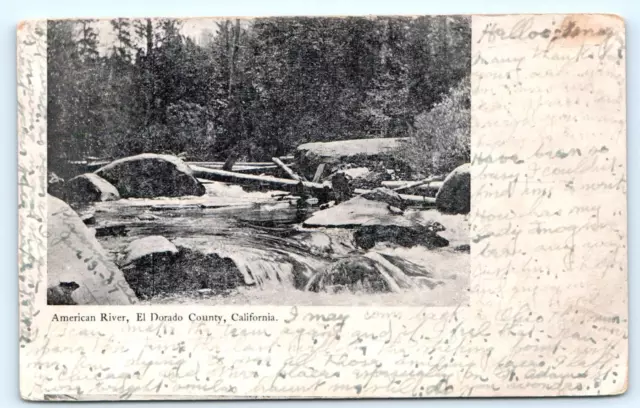 LAKE TAHOE Area, CA California ~ AMERICAN RIVER SCENE 1907  Postcard