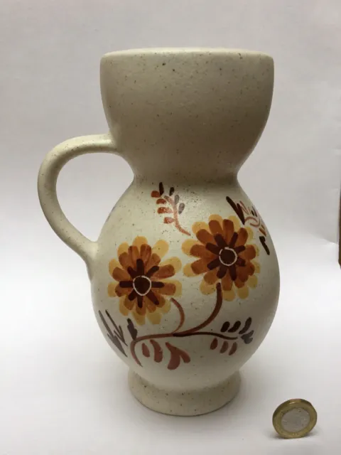 LAPID ISRAEL ISRAELI Pottery Vase 224, Hand Painted by Batia, MCM, 1970s Flowers 2