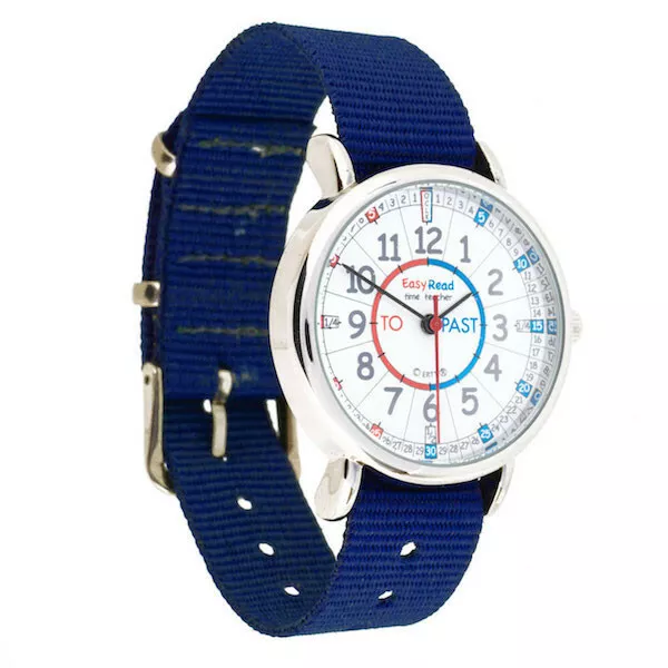 Easy Read Kids Watch ( Blue Band  Red+Blue face ) Learn to tell the time ( Past