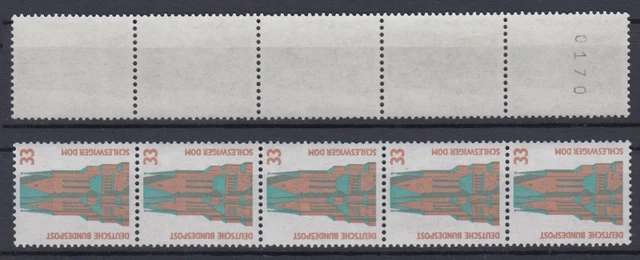 Bund 1399 RM mit gerader Nummer 5er Streifen SWK 33 Pf postfrisch