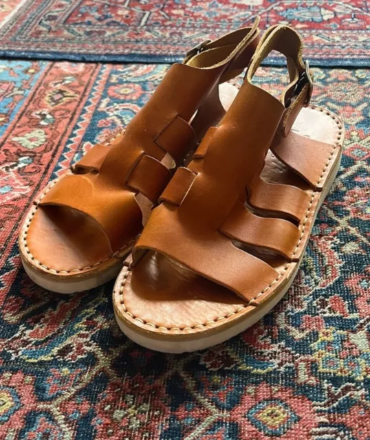 FRACAP ORANGEY TAN Leather Sandals Size 39 UK 6 Toast 95.00