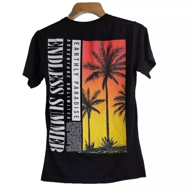 Camiseta hawaiana de verano sin fin RGSTR para hombre talla pequeña negra manga corta