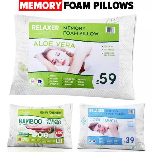 Luxury Memory Foam Pillow Anti Bacterial Orthopaedic Soft Neck Head Pain Support