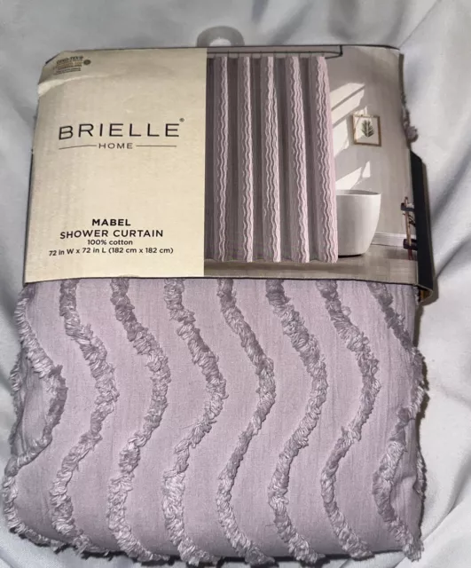 Brielle Home Mabel Fabric Shower Curtain Lavender Chenille New