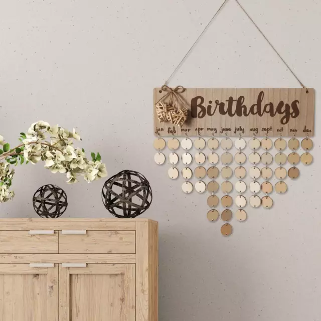 fr DIY Wooden Round Plate Wall Hang Calendar Sign Birthday Date Reminder Board