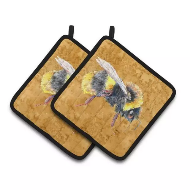 Carolines Treasures 8850PTHD Bee on Gold Pair of Pot Holders  7.5 x 3 x 7.5 in.