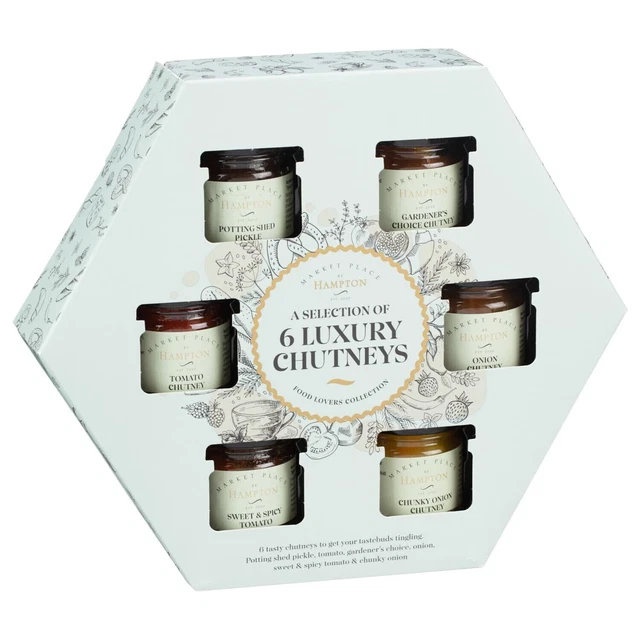 Confezione da 6 confezioni scatola di selezione festa Hampton Chutney set confezione regalo ideale chutney di Natale