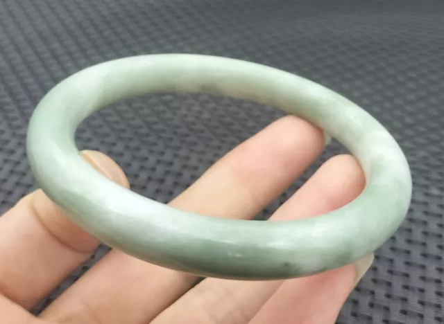 60mm Grade A Natural Green Jade Carved Bar Round Bangle Bracelet GuiZhou Jade 3