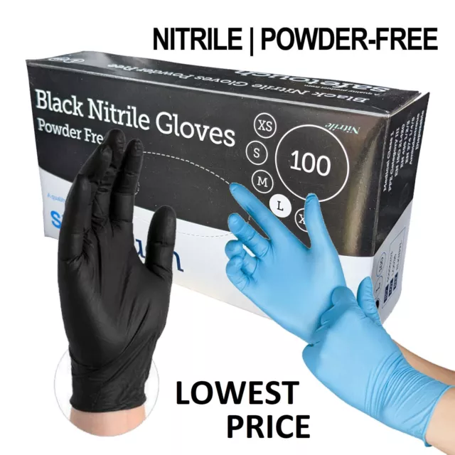 Blue & Black Nitrile Gloves Powder Free Latex Free Disposable Tattoo Mechanic