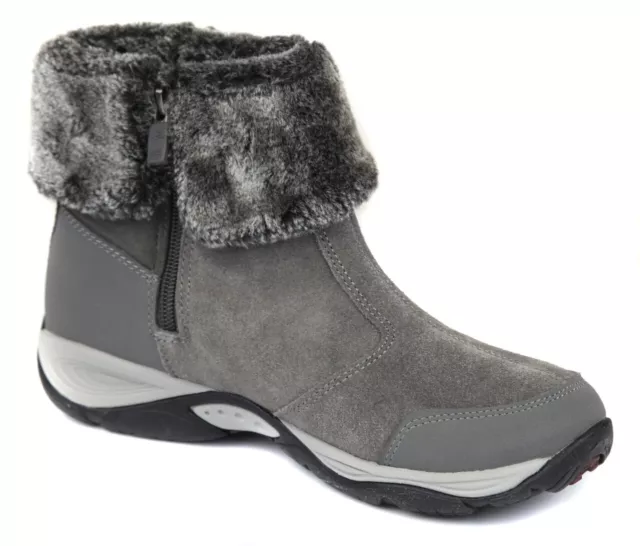 Easy Spirit Women's Grey Elementa Suede Fur Ankle Bootie Shoes Ret $99 New 2