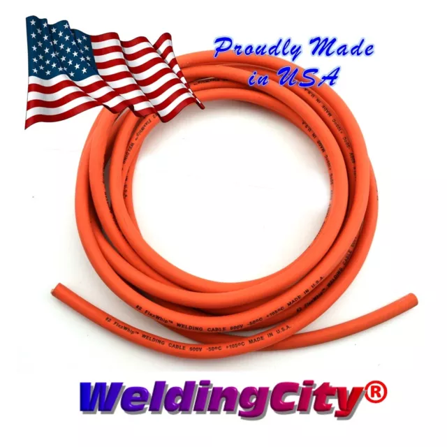 WeldingCity® 1-AWG USA-made Heavy Duty Welding Cable EPDM Cover Orange US Seller