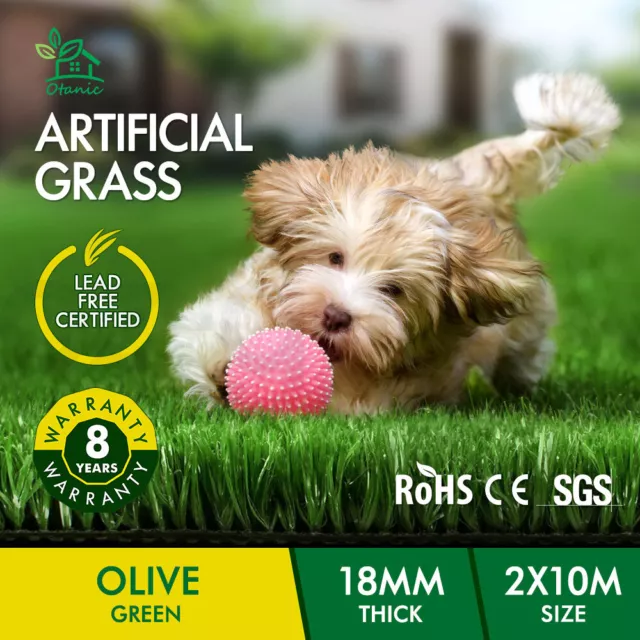 OTANIC Artificial Grass 20 SQM Roll Synthetic Turf Fake Yarn Lawn 18mm 2x10m